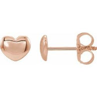 6MM Puffed Heart Stud Earrings - 14K Rose Gold