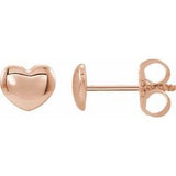 6MM Puffed Heart Stud Earrings - 14K White Gold