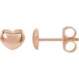 6MM Puffed Heart Stud Earrings - 14K Rose Gold