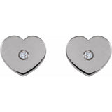 6MM Heart Diamond Stud Earrings - 14K Yellow Gold