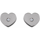6MM Heart Diamond Stud Earrings - 14K Yellow Gold