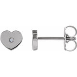 6MM Heart Diamond Stud Earrings - 14K Yellow Gold