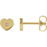 6MM Heart Diamond Stud Earrings - 14K White Gold