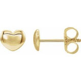 6MM Puffed Heart Stud Earrings - 14K White Gold