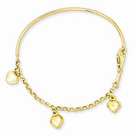 6" Heart Charms Baby Bracelet - 14K Yellow Gold