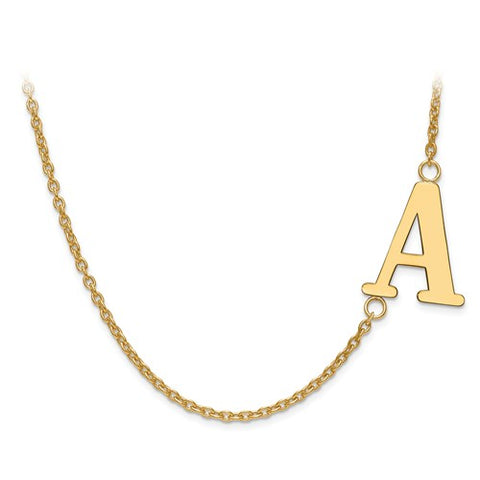 19x16MM Offset Initial 18" Necklace (Available in letters A-Z) - 14K Yellow Gold