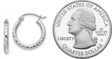 15MM Diamond-Cut Hoop Earrings - 14K White Gold