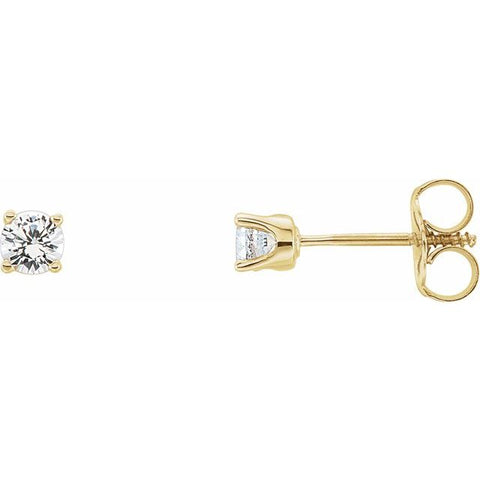 3MM Round Diamond "April" Stud Earrings - 14K Yellow Gold