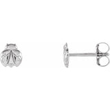 5MM Ladybug Stud Earrings - 14K White Gold