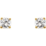 3MM Round Diamond "April" Stud Earrings - 14K Yellow Gold