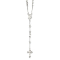 Faceted Beads Crucifix 19" Rosary Necklace - Sterling Silver