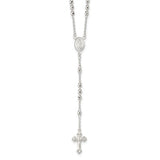 Faceted Beads Crucifix 19" Rosary Necklace - Sterling Silver