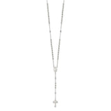 Faceted Beads Crucifix 19" Rosary Necklace - Sterling Silver