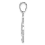 Treble Clef Music Note Charm - 14K White Gold