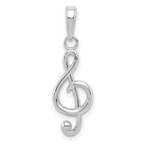 Treble Clef Music Note Charm - 14K White Gold