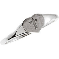 Heart Cross Ring Size 3 - Sterling Silver