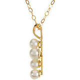 12MM Pearl Cross Charm on 15" Cable Chain - 14K Yellow Gold