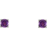 3MM Amethyst "February" Stud Earrings - 14K Yellow Gold