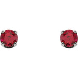 3MM Ruby "July" Stud Earrings - 14K White Gold