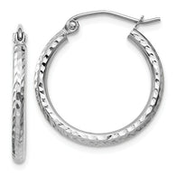 20MM Diamond Cut Hoop Earrings - 14K White Gold