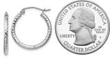 20MM Diamond Cut Hoop Earrings - 14K White Gold