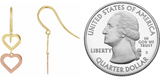 22MM Two-Tone Heart Dangle Earrings - 14K Yellow & Rose Gold
