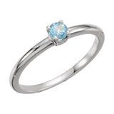 3MM Blue Topaz "December" Ring Size 3 - 14K White Gold