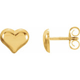 6MM Puffed Heart Stud Earrings - 14K Yellow Gold
