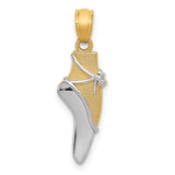 Ballet Slipper Charm - 14K Yellow and White Gold