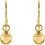 15MM Ball Drop Earrings - 14K Yellow Gold