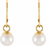 15MM Pearl Drop Earrings - 14K Yellow Gold