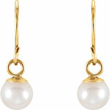 15MM Pearl Drop Earrings - 14K Yellow Gold
