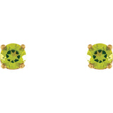 3MM Peridot "August" Stud Earrings - 14K Yellow Gold