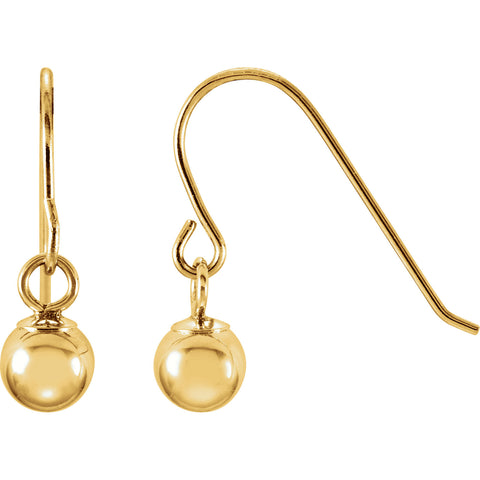 15MM Ball Drop Earrings - 14K Yellow Gold