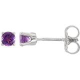 3MM Amethyst "February" Stud Earrings - 14K Yellow Gold