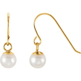 15MM Pearl Drop Earrings - 14K Yellow Gold