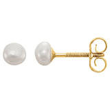 3MM Pearl "June" Stud Earrings - 14K Yellow Gold