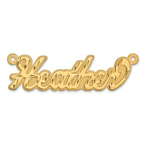 39x11MM 3D Diamond-cut Script Nameplate - 14K Yellow Gold