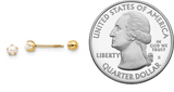 3MM Reversable Pearl & Ball Stud Earrings - 14K Yellow Gold