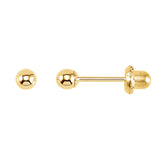 Gold Ball Stud Piercing Earrings in 14K Yellow Gold (Available in 3MM, 4MM or 5MM)