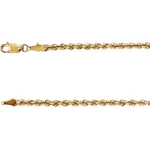 3MM Rope Chain (Available in 12", 14", 16" and 18") - 14K Yellow Gold