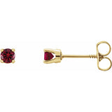 3MM Mozambique Garnet "January" Stud Screw Back Earrings - 14K White Gold