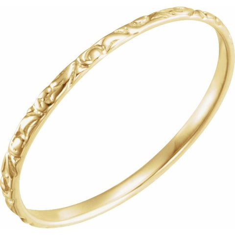 1MM Etched Ring Size 3 - 14K Yellow Gold (Also available in 14K White or 14K Rose Gold)