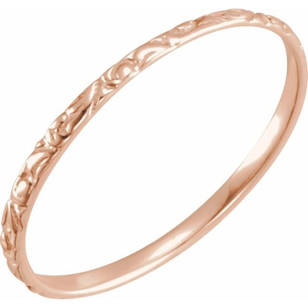 1MM Etched Ring Size 3 - 14K Rose Gold (Also available in 14K Yellow or 14K White Gold)