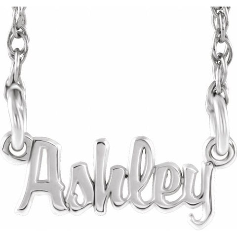 Bubble Script Nameplate Necklace - Sterling Silver