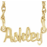 Bubble Script Nameplate Necklace - Yellow Gold