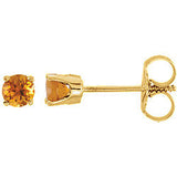 3MM Citrine "November" Stud Earrings - 14K White Gold