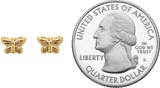 5MM Butterfly Stud Earrings - 14K Yellow Gold