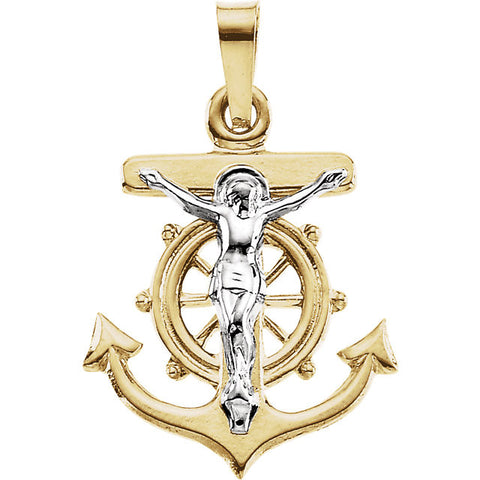 Mariners Cross Charm - 14K Yellow and White Gold