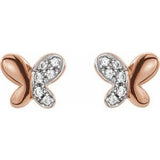 5MM Diamond Accent Butterfly Stud Earrings - 14K Rose Gold